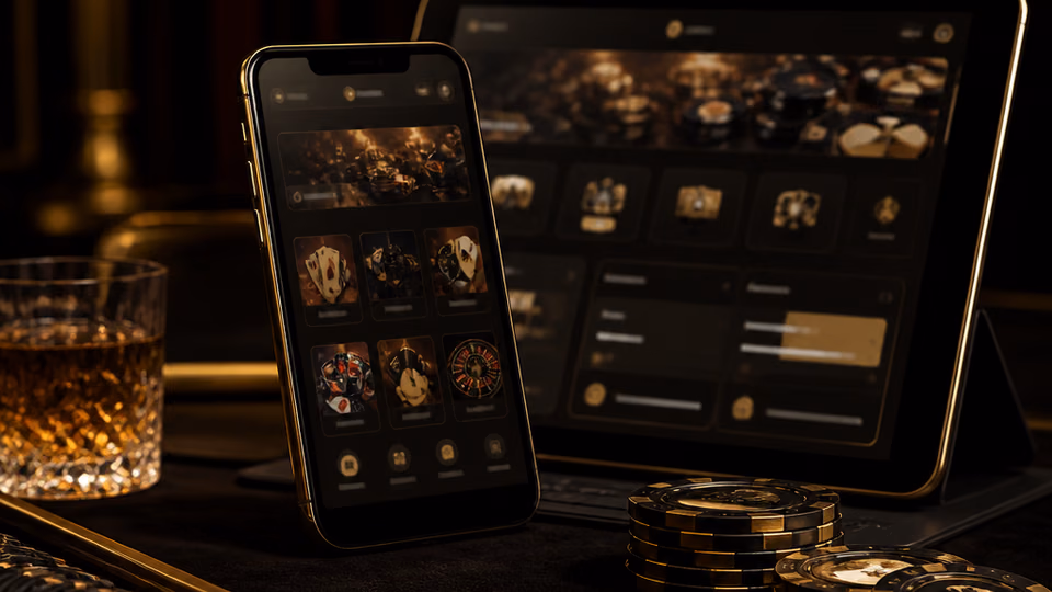 Black Label Casino mobile games and cashier illustration